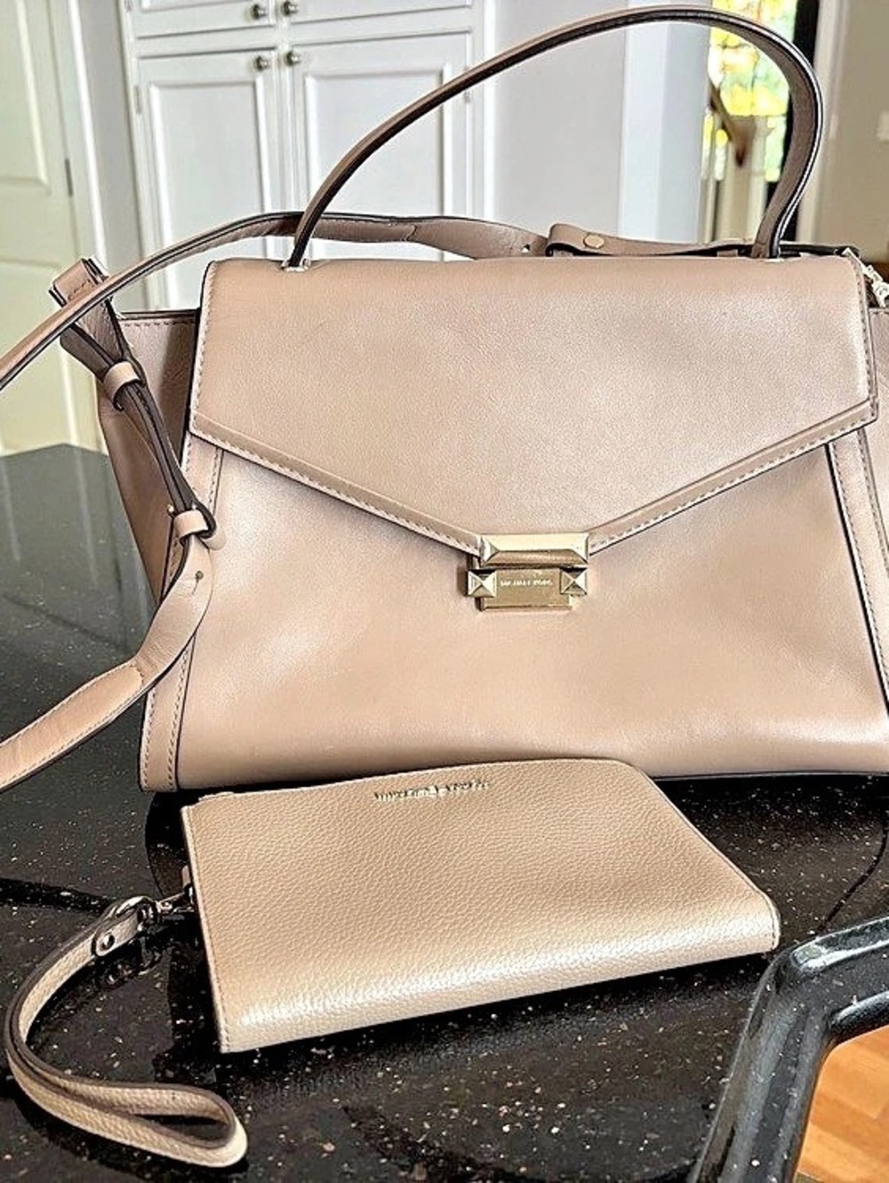 MICHAEL Kors Satchel in Beige with Wristlet